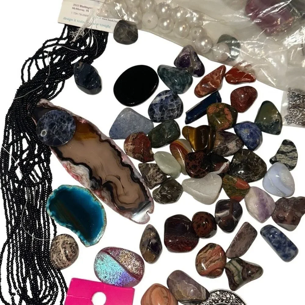 NEW Mixed Beads Clasps Necklaces & Stones earrings rings DIY Jewelry Set 70+ Pac